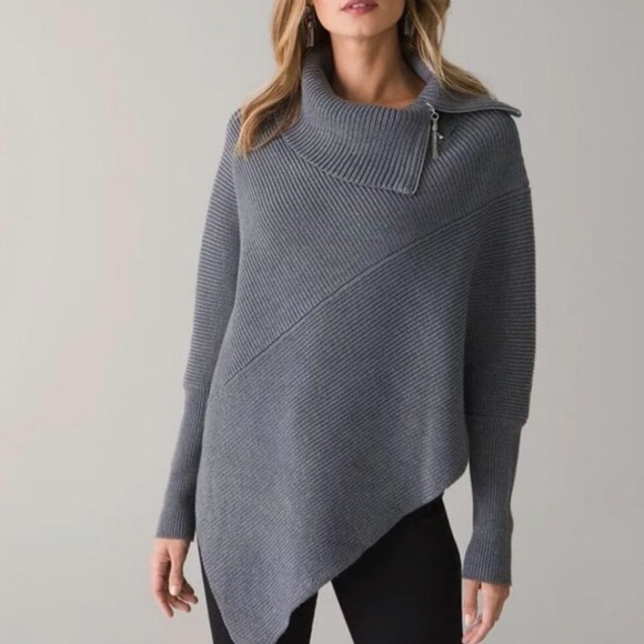 White House Black Market Sweaters - White House Black Market Gray Cowl Neck Sweater